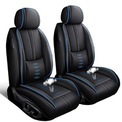 SOUIPA Car Seat Covers 2 Seats Fit for Mercedes-Benz GLE 580 2020-2024 2025,Waterproof Leather Seat Covers,Airbag Compatible,Car Seat Protectors Interior Sets(Front Set,Black&Blue)