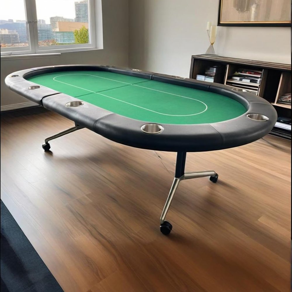 INO Design Foldable Poker Table for 10 Players 94 Inches Casion Game Style with Scroll Wheels, Green