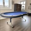 INO Design Foldable Poker Table for 10 Players 94 Inches Casion Game Style with Scroll Wheels, Blue view 1