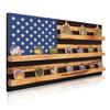ASmileIndeep Solid Wood American Flag Challenge Coin Holder Wall Display Case, 3-Row Military Coin Holder Display for 30 Military Coins, Ideal Shelf for Collectible Coins,Burnt Color