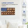 ASmileIndeep Solid Wood American Flag Challenge Coin Holder Wall Display Case, 3-Row Military Coin Holder Display for 30 Military Coins, Ideal Shelf for Collectible Coins,Burnt Color view 3