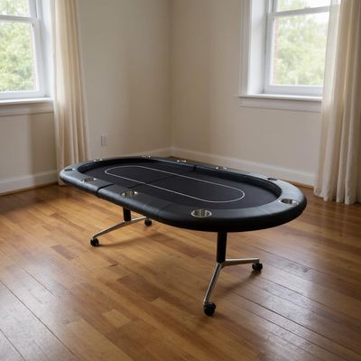 INO Design Poker Table Foldable for 10 Players 94 Inches Casion Game Style with Scroll Wheels, Black