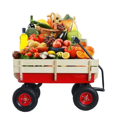 Outdoor All-Terrain Wagon with Wood Railing & Air Tires, Heavy-Duty Steel Frame, 176lbs Capacity, Foldable Handle, Removable Sides  Perfect for Kids, Gardening, Picnics & Camping
