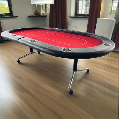 INO Design Foldable Poker Table 94 Inches for 10 Players Casion Game Style with Scroll Wheels, Red