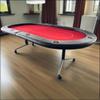 INO Design Foldable Poker Table 94 Inches for 10 Players Casion Game Style with Scroll Wheels, Red view 1