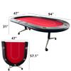 INO Design Foldable Poker Table 94 Inches for 10 Players Casion Game Style with Scroll Wheels, Red view 2
