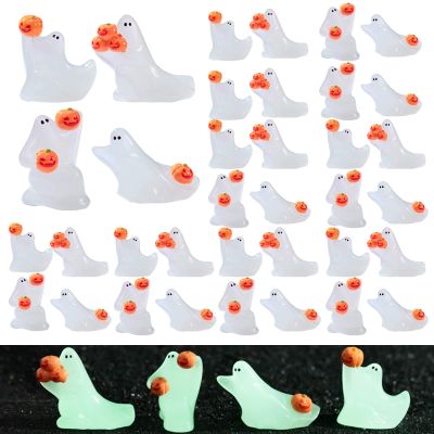36Pcs Ghost Figurines, Luminous Resin Halloween Miniatures, Mini Halloween Decor for Hide and Seek DIY Gifts Landscape Decor Miniatures
