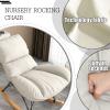 PPXCZZ Modern Upholstered Rocking Chair with Footstool, Soft Lumbar Support, Rubber Wood Legs for Nursery, Living Room & Bedroom(White,Type A) view 3