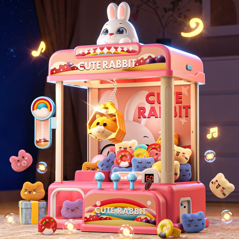 Eohemeral Large Rabbit Claw Machine for Kids, No Assembly Required - Vending Machine with Volume Control & Music, Toy Prize Dispenser - Birthday Gift for Boys & Girls Age 3 4 5 6 8