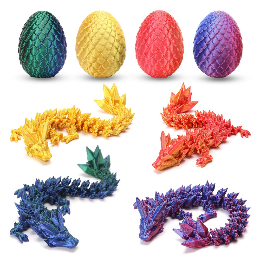 4PCS 3D Printed Dragon Eggs with Dragon Inside, Easter Gifts for Kids, Easter Basket Stuffers for Teens, Easter Basket Filler Ideas, Prefilled Easter Eggs with Toys, Easter Egg Fillers for Boys Girls