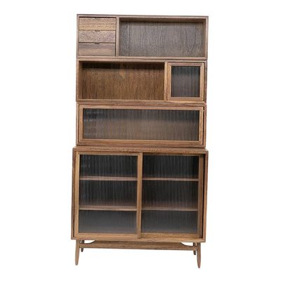 1:6 Scale Combo Cabinets Set Book Shelves Cupboard Dollhouse Decoration Wooden Miniature Furniture for Dollhouse Living Room