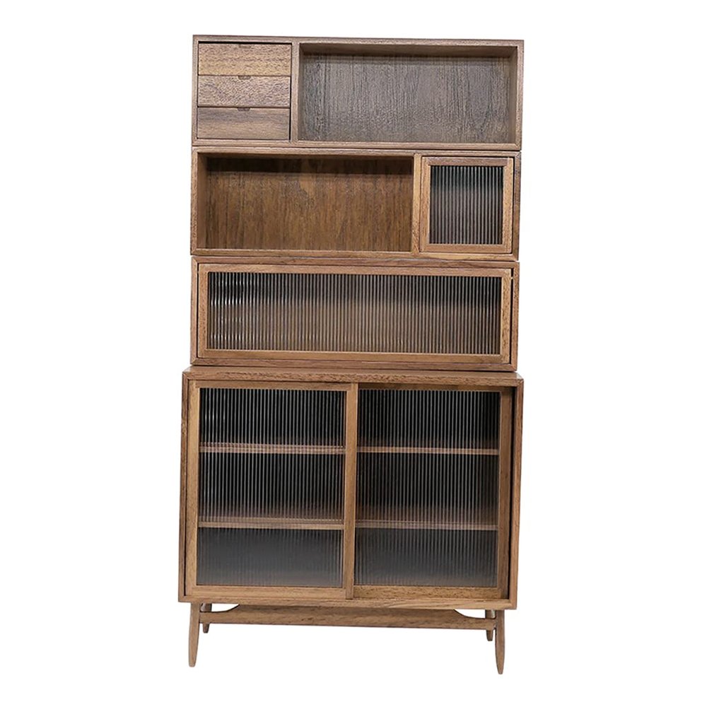 1:6 Scale Combo Cabinets Set Book Shelves Cupboard Dollhouse Decoration Wooden Miniature Furniture for Dollhouse Living Room
