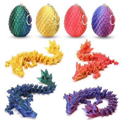 4PCS 3D Printed Dragon Eggs with Dragon Inside, Easter Gifts for Kids, Easter Basket Stuffers for Teens, Easter Basket Filler Ideas, Prefilled Easter Eggs with Toys, Easter Egg Fillers for Boys Girls