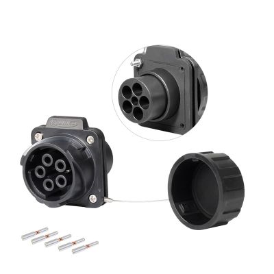 1PCs M28 Waterproof Connector IP68 35A/50A Power Cable Connector DL28 Socket Male and Female 2/3/5 Pin Quick Connector(5pin flange socket)