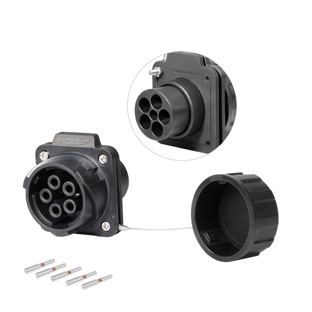 1PCs M28 Waterproof Connector IP68 35A/50A Power Cable Connector DL28 Socket Male and Female 2/3/5 Pin Quick Connector(5pin flange socket)
