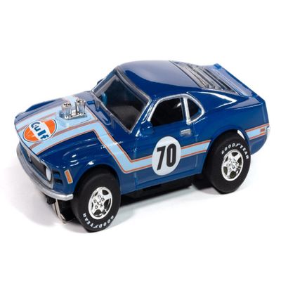 Auto World SC413-1BLU Super III 1970 Ford Mustang (Blue Gulf) HO Scale Slot Car