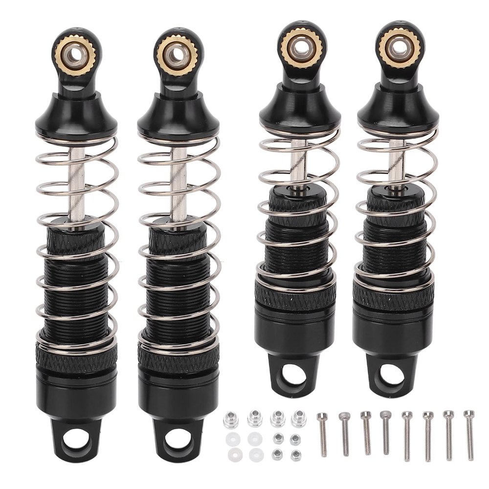 4PCS Aluminum Alloy RC Shock Absorber Spring Damper Set High Performance Shock Absorption Lightweight Durable Upgrade for Losi Mini T 2.0 2WD 1/18 RC Truck (Black)