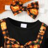 ABCRR Baby Girl Halloween Outfit 3PCS Pumpkin Print Top Bell Bottom Pants and Headband Set (Black, 12-18 Months) view 4