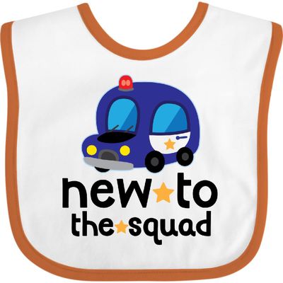 inktastic Police Baby New To the Squad Baby Bib White and Orange 46256