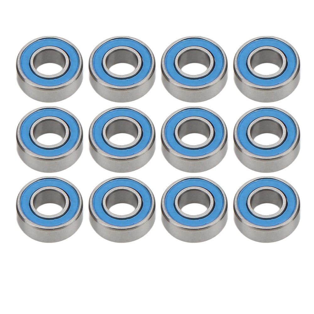 Rubber Sealed Bearing Kit High Performance Stainless Steel Ball Bearings for RC Car Wheel Hub Fit for Tamiya Frog Super Blackfoot Stadium Blitzer Blue 12pcs 5x11x4mm