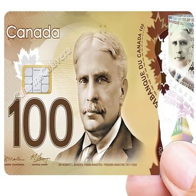 100 Canadian Dollars, Bank Card Sticker, US Format