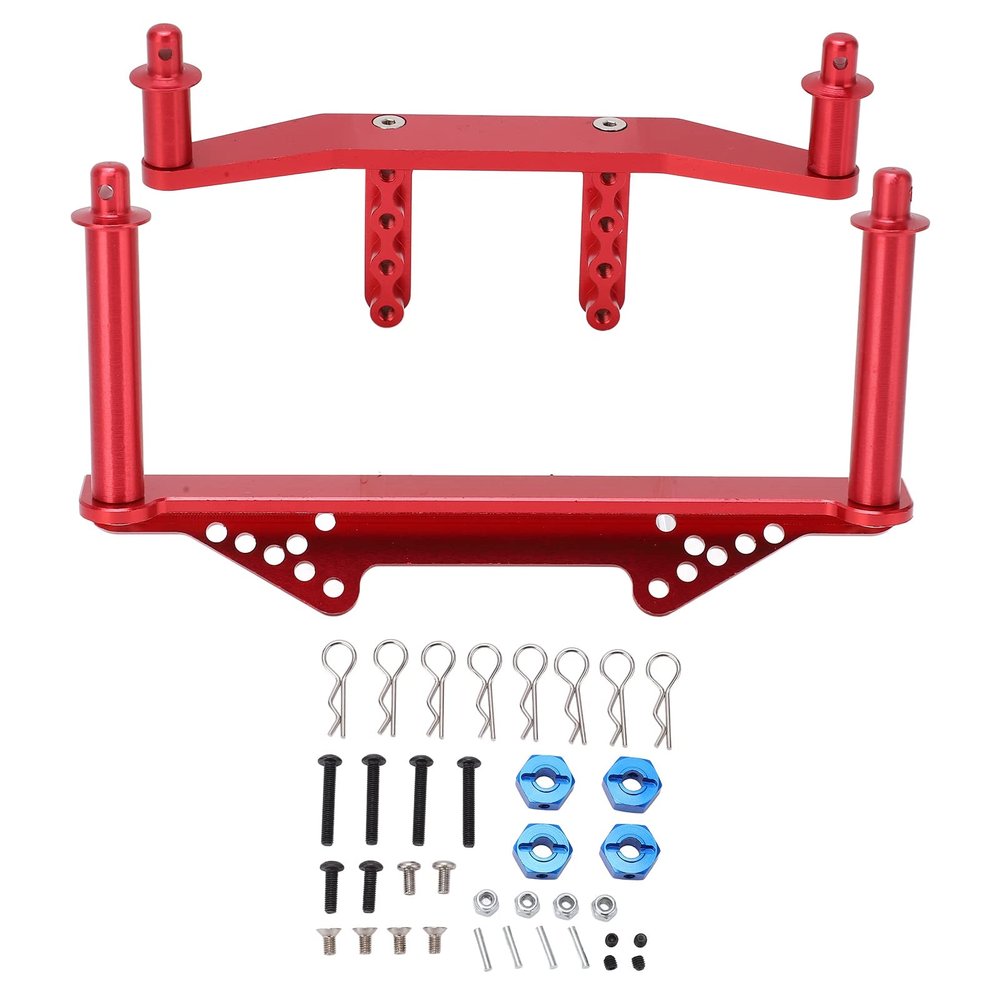 Aluminum Alloy Front Rear Body Mounts with Body Posts for Slash 2WD 1/10 RC Car Lightweight Durable Upgrade Parts (Red)
