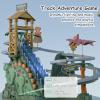 Dinosaur Chasing Race Track, Dinosaur Climbing Slide Toy, Electric Dinosaur Roller Coaster with Light and Music Electric Race Track Game Fun Track Slide view 3