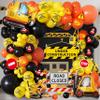 102pcs Construction Birthday Party Decorations Balloon Garland Arch Kit with Foil Excavator & Forklift, 18/12/10/5 Inch Orange Black Yellow Caution Sign Printed Latex for Boys 2nd 3rd Bday view 1