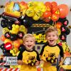 102pcs Construction Birthday Party Decorations Balloon Garland Arch Kit with Foil Excavator & Forklift, 18/12/10/5 Inch Orange Black Yellow Caution Sign Printed Latex for Boys 2nd 3rd Bday view 3