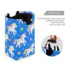 Cute Cartoon White Rainbow Unicorns laundry baskets, folding and waterproof clothes hamper with sturdy handle for toys kids 51L closet organizador para ropa view 3
