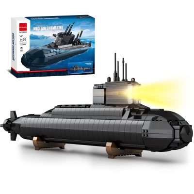 Amoyasite Strategic Nuclear Submarine Building Block Set, 1498 Pcs WWII Military Model with LED Lights, Display Stand, Collectible Gift for Teens & Adults (14+)