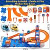 3-Tier Toddler Puzzle Race Cars Track Toys for Kids Age 3-5 5-8, 59PCS Puzzles Car Track Set Includes 2 Cars and Rich Road Signs, Educational Birthday Gifts for Kids, Boys and Girls view 2