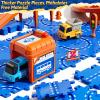 3-Tier Toddler Puzzle Race Cars Track Toys for Kids Age 3-5 5-8, 59PCS Puzzles Car Track Set Includes 2 Cars and Rich Road Signs, Educational Birthday Gifts for Kids, Boys and Girls view 4