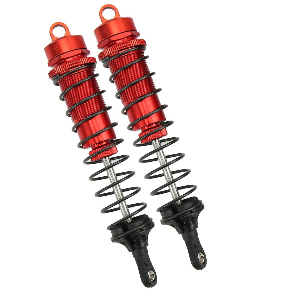 2Pcs RC Shock Absorber with Plastic Posts, 140mm / 5.5in Oil Filled Adjustable Shock Absorber Damper 25mm / 1.0in Diameter forTRAXXAS SLASH2WD 1/8 RC Car (Red)