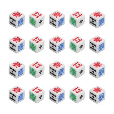 6 Sided Poker Dice, 20 Pieces Acrylic Game Dice Set Square Corner Accessory Portable Rectangle Playing Tools for Poker Games Party Supplies Birthday Party