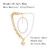 Bohemian Pearl Patchwork Shell Pendant Necklace,golden,46+6.5cm view 3
