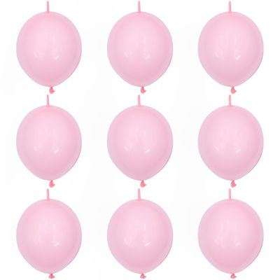 100 Pcs Link Balloon Linking Balloon 6 Inch Quick Link Latex Balloonfor Wedding, Birthday, Bridal Shower, Halloween, Christmas, Party Festival Decorations (Pink-6in)