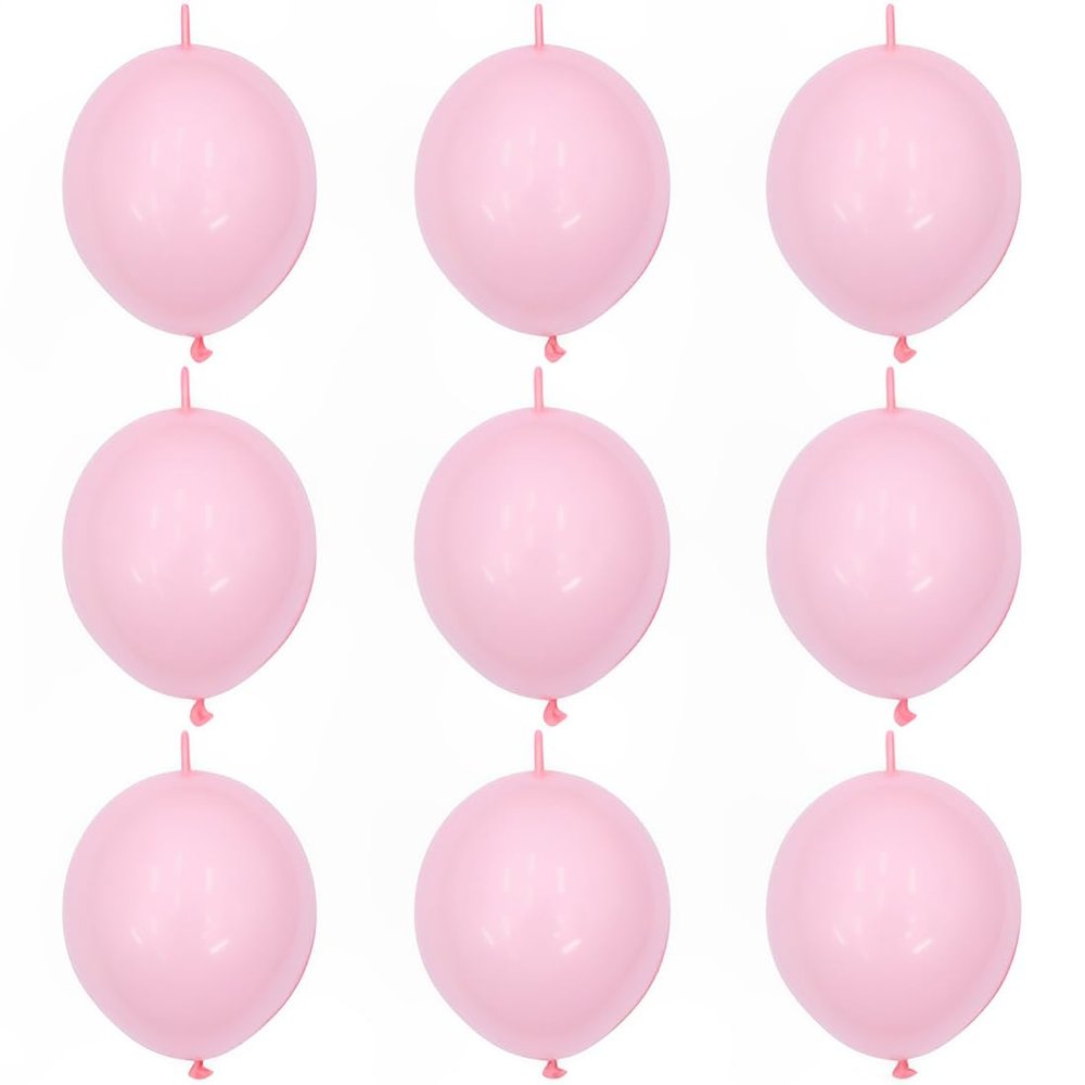 100 Pcs Link Balloon Linking Balloon 6 Inch Quick Link Latex Balloonfor Wedding, Birthday, Bridal Shower, Halloween, Christmas, Party Festival Decorations (Pink-6in)