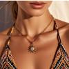 ZYIBPMSJKQCFK Vintage Flower Pendant Bohemian Necklace,golden,40+7cm view 2