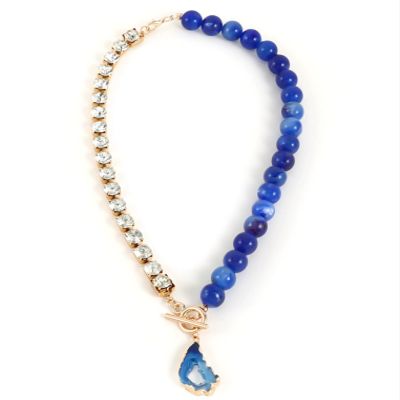 ZYIBPMSJKQCFK Bohemian Irregular Pendant Vintage Necklace,blue,47cm