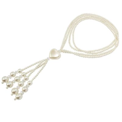 Imitation Pearl Retro Long Sweater Chain Bohemian Style Necklace For Women,white,70cm
