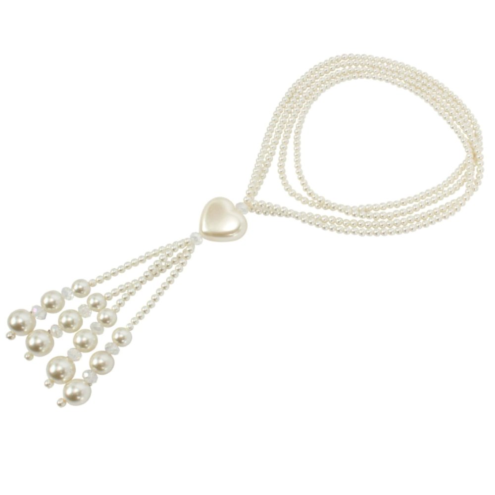 Imitation Pearl Retro Long Sweater Chain Bohemian Style Necklace For Women,white,70cm