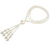 Imitation Pearl Retro Long Sweater Chain Bohemian Style Necklace For Women,white,70cm view 1