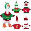 Neowedding 4 Sets 7 inches Desk Goose Outfits Mini Desk Goose Christmas Holiday Clothes Knitted Sweater with Knitting Hats for Magnetic Goose Key Holder Small Animal Statue Decor view 1