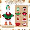 Neowedding 4 Sets 7 inches Desk Goose Outfits Mini Desk Goose Christmas Holiday Clothes Knitted Sweater with Knitting Hats for Magnetic Goose Key Holder Small Animal Statue Decor view 2