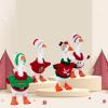Neowedding 4 Sets 7 inches Desk Goose Outfits Mini Desk Goose Christmas Holiday Clothes Knitted Sweater with Knitting Hats for Magnetic Goose Key Holder Small Animal Statue Decor view 4