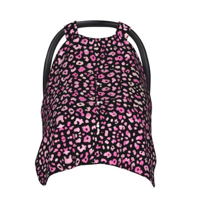 Pink and Black Leopard Baby Car Seat Stroller Canopy Cover Newborn Infant Car Seats Covers Mom Nursing Breastfeeding Carrier Carseat Wind Proof Baby Carseat Sunshade Covers