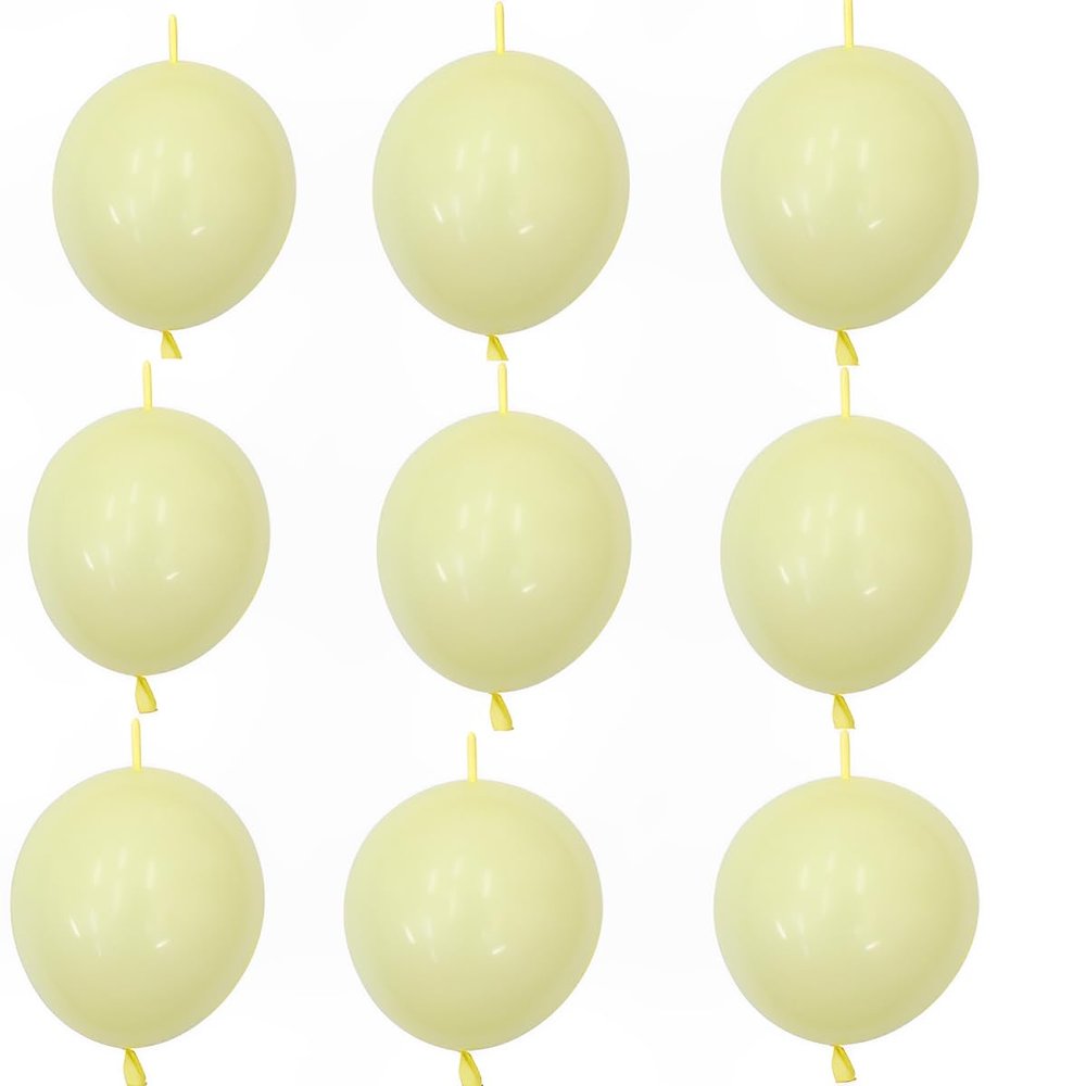 100 Pcs Link Balloon Linking Balloon 6 Inch Quick Link Latex Balloonfor Wedding, Birthday, Bridal Shower, Halloween, Christmas, Party Festival Decorations (Yellow-6in)
