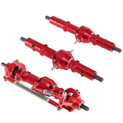 RC car Front Rear axle Compatible with WPL B16 B36 for FAYEE for JJRC 1/16 RC Car Upgrade Parts Metal Front Middle Rear Axle Assemblies Six Wheel Drive(Red)