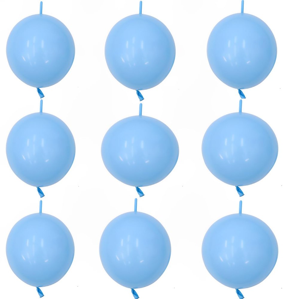 100 Pcs Link Balloon Linking Balloon 6 Inch Quick Link Latex Balloonfor Wedding, Birthday, Bridal Shower, Halloween, Christmas, Party Festival Decorations (Blue-6in)